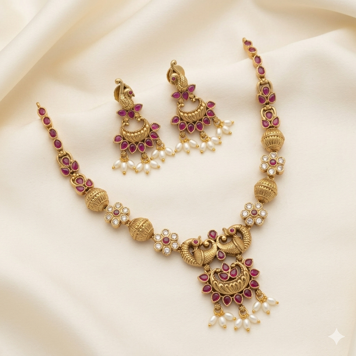 Antique Peacock Necklace Set