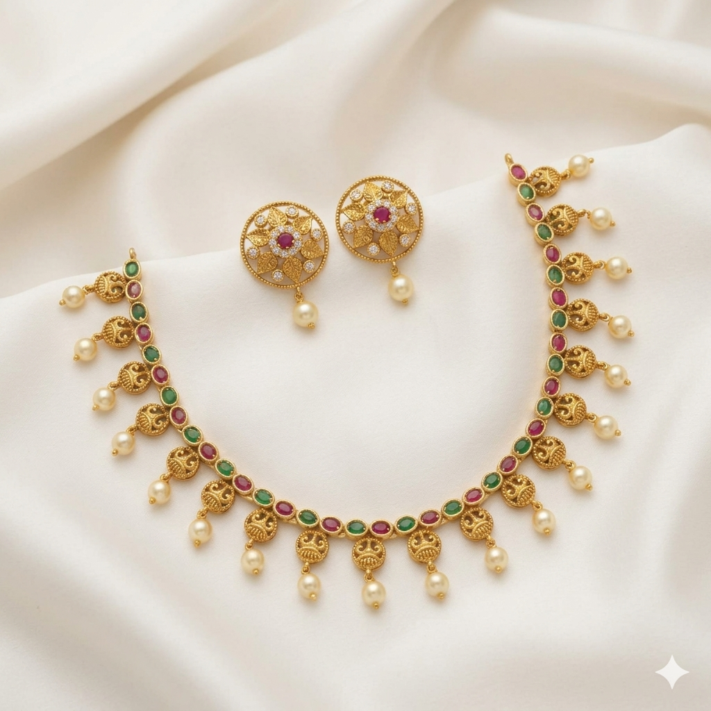 Antique Necklace Set With Studs
