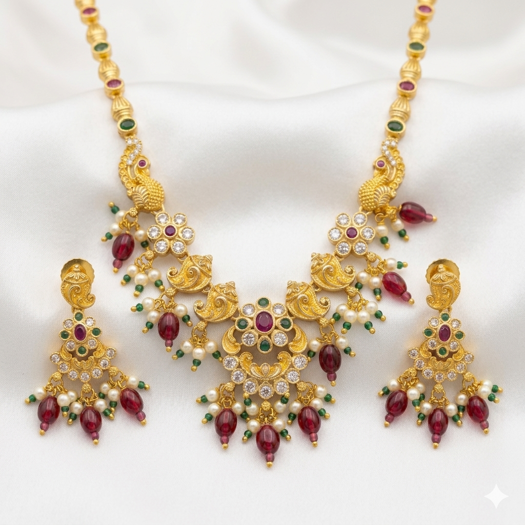 Peacock design Antique Necklace Set