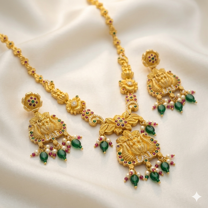 Laxmi Temple Antique Necklace Set