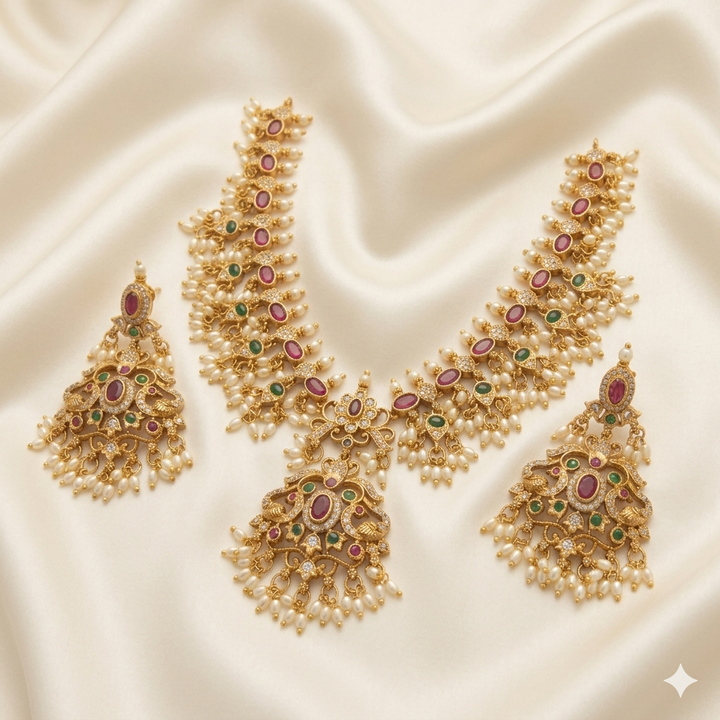Antique Peacock Design Necklace Set