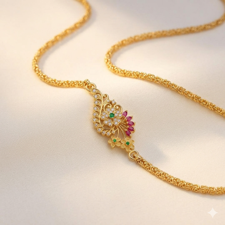 Flower Design Side Chain Pendant