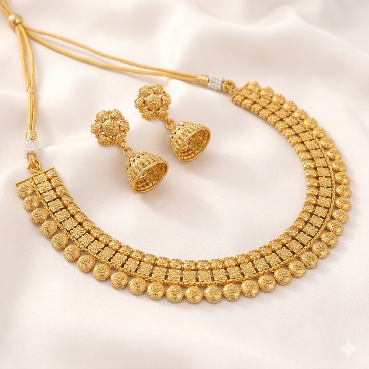 Antique Gold Plated Short Necklace Set