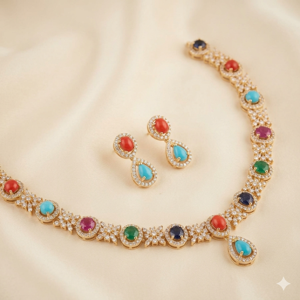 Navratan Necklace Set for Women