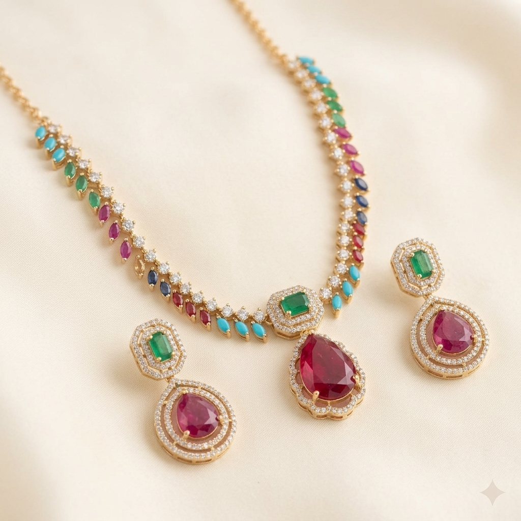 Navratan Necklace Set for Women