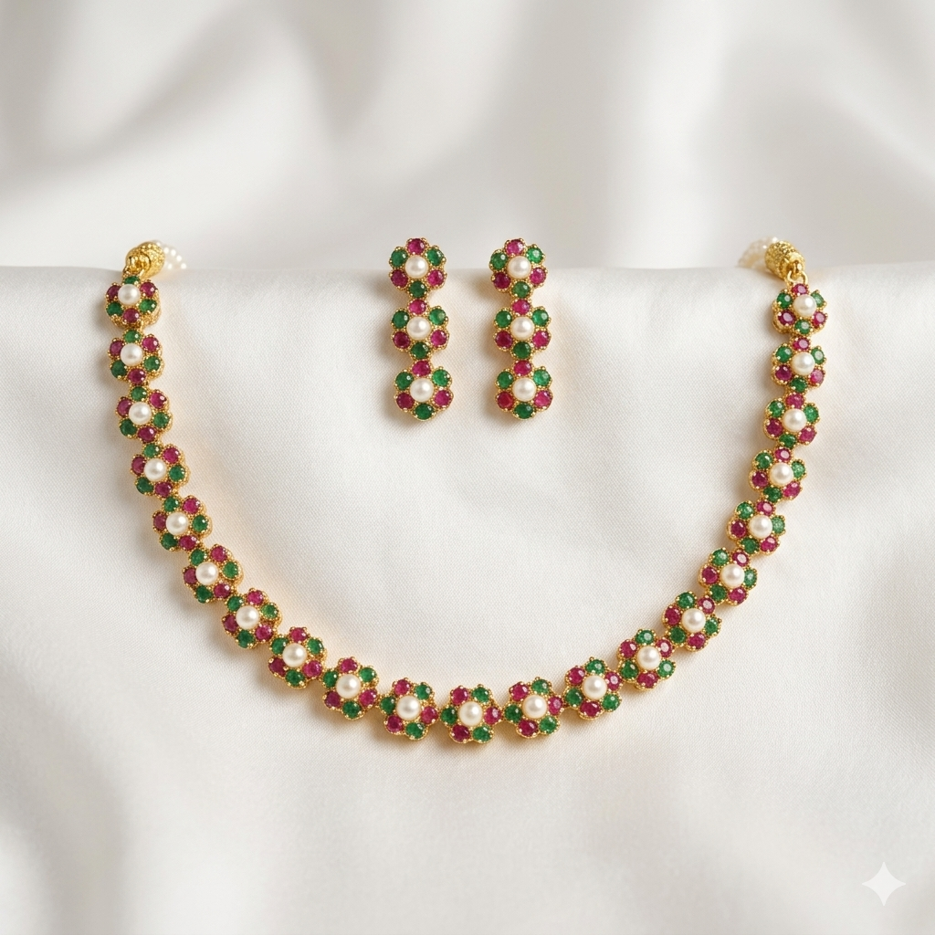 Floral Design Necklace Set