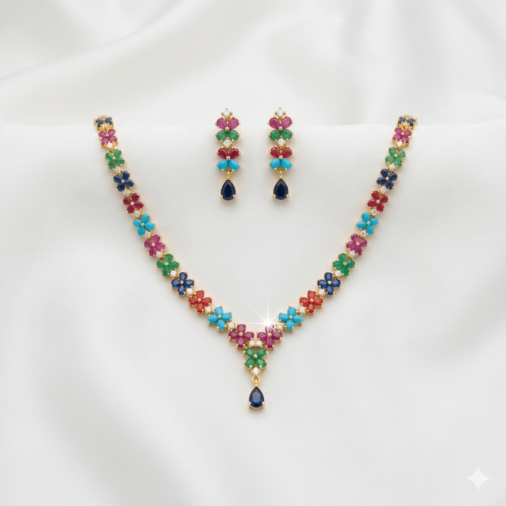 Floral Design Necklace Set