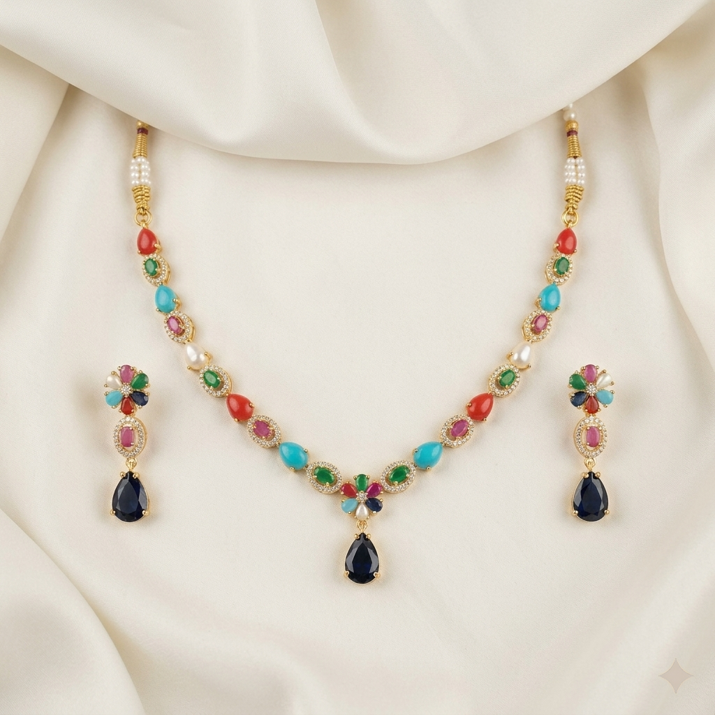 Navratan Necklace Set for Women