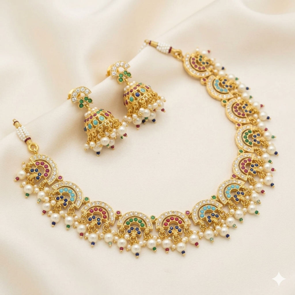 Pearl Necklace Set Jhumka