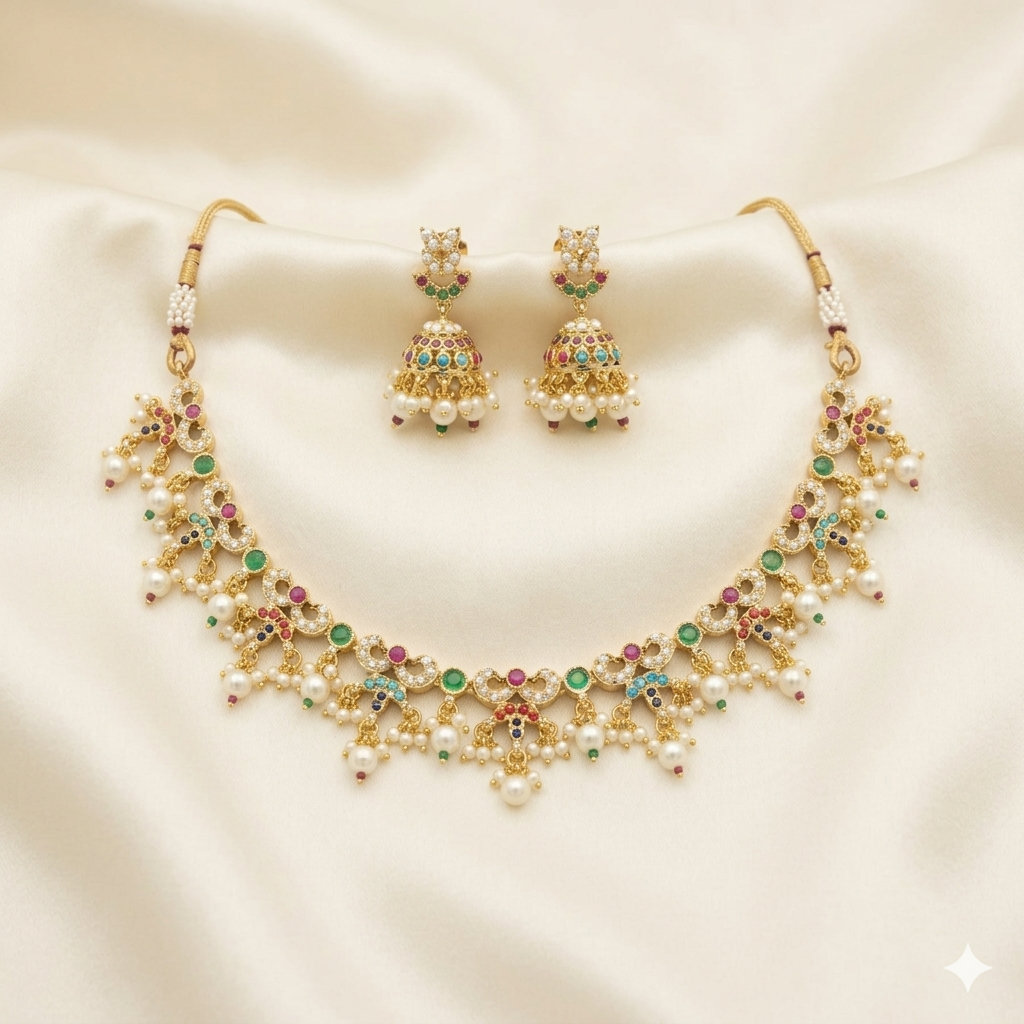 Pearl Necklace Set Jhumka