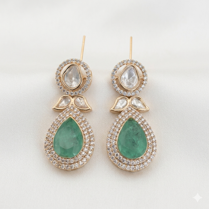Drop Design Kundan Polki Earrings