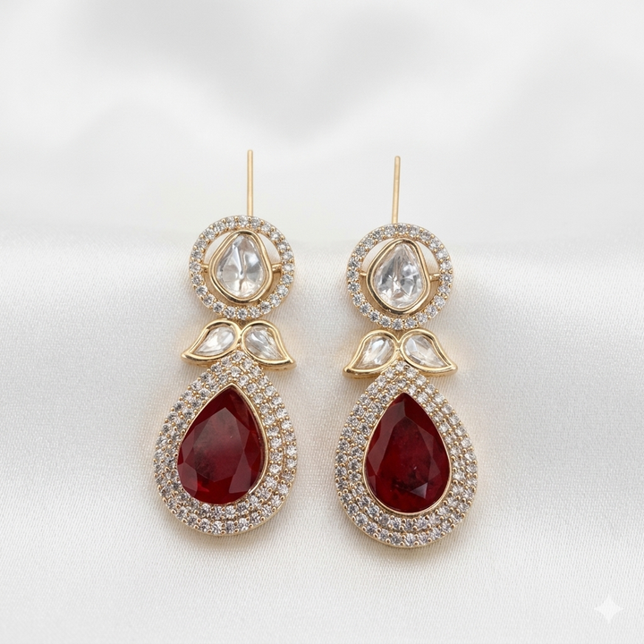 Drop Design Kundan Polki Earrings