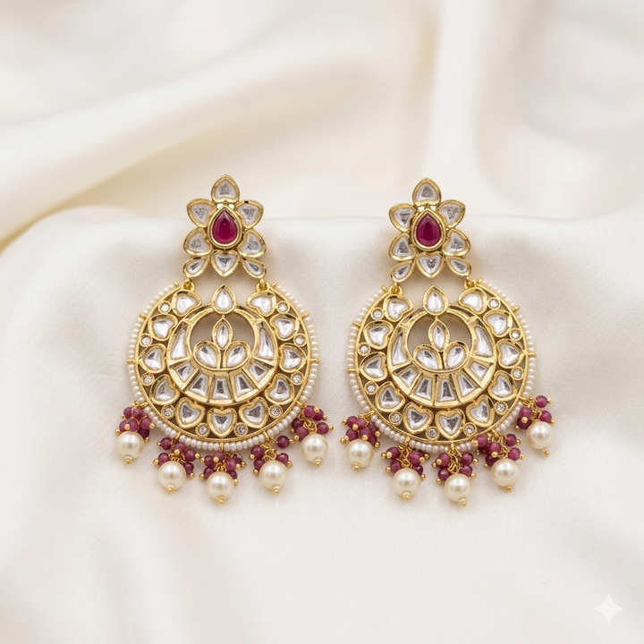 Traditional  Kundan Chandbali Earrings