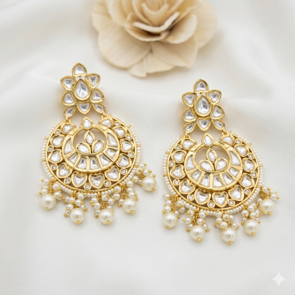 Traditional  Kundan Chandbali Earrings