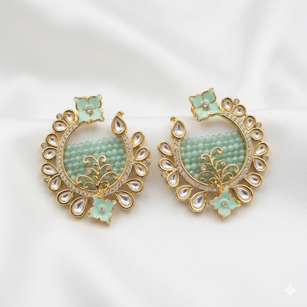 Beautiful Kundan Polki Earrings