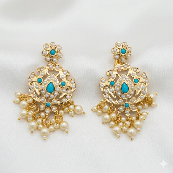 Jadau Danglers in Gold Finish Earring