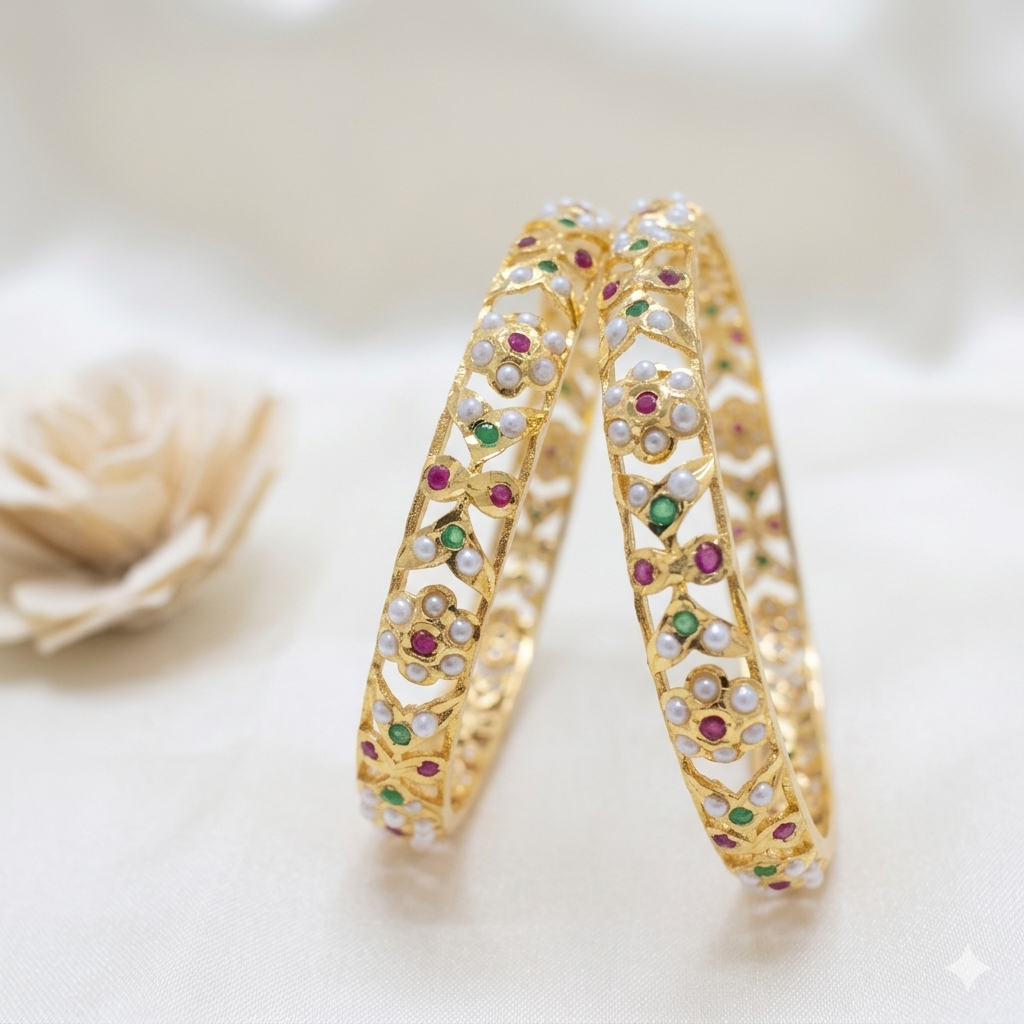 Gold Plated Jadau Bangle