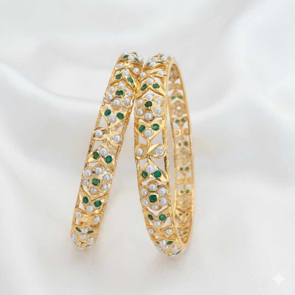 Gold Plated Jadau Bangle