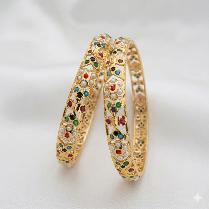 Gold Plated Jadau Bangle