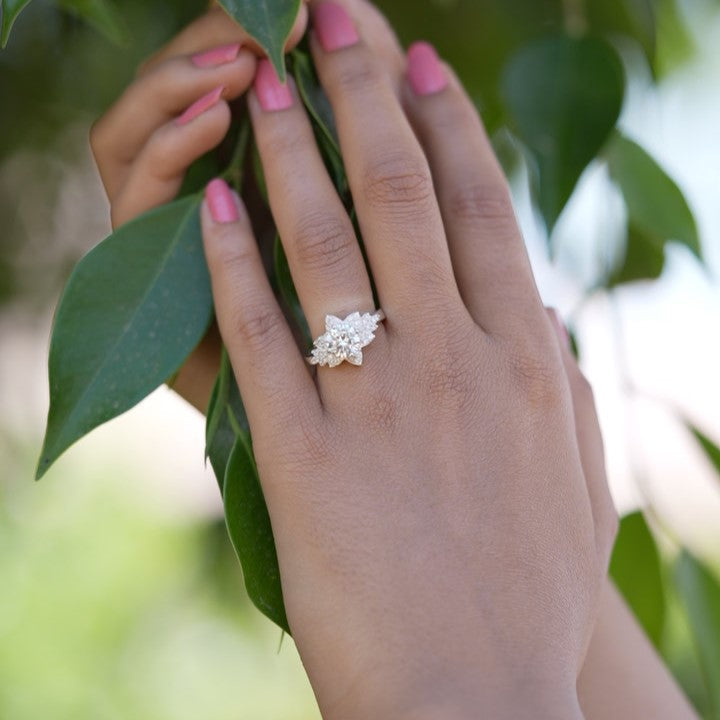 Flower Diamond 925 Sterling Silver Ring