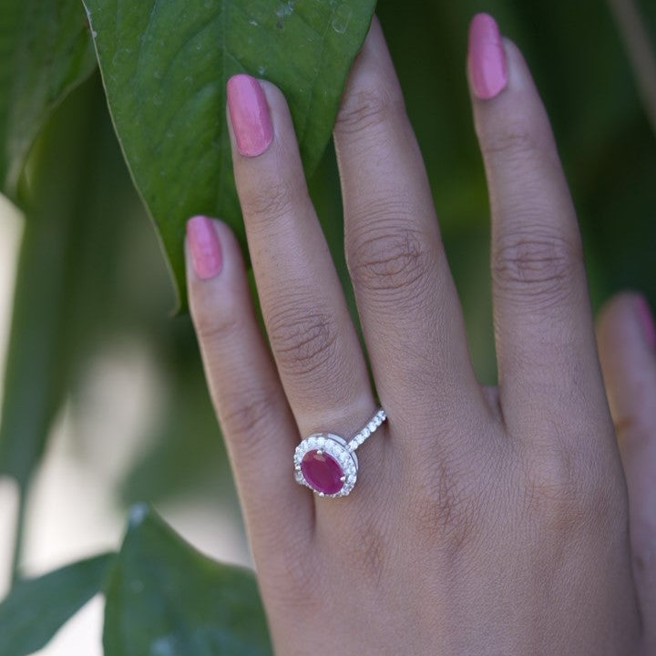 Oval Shape Diamond 925 Sterling Silver Ring