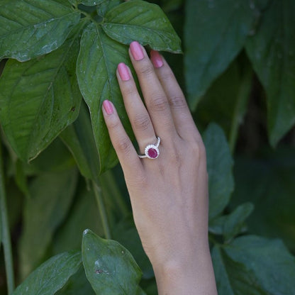 Oval Shape Diamond 925 Sterling Silver Ring