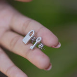 Key & Lock Design 925 Sterling Silver Studs