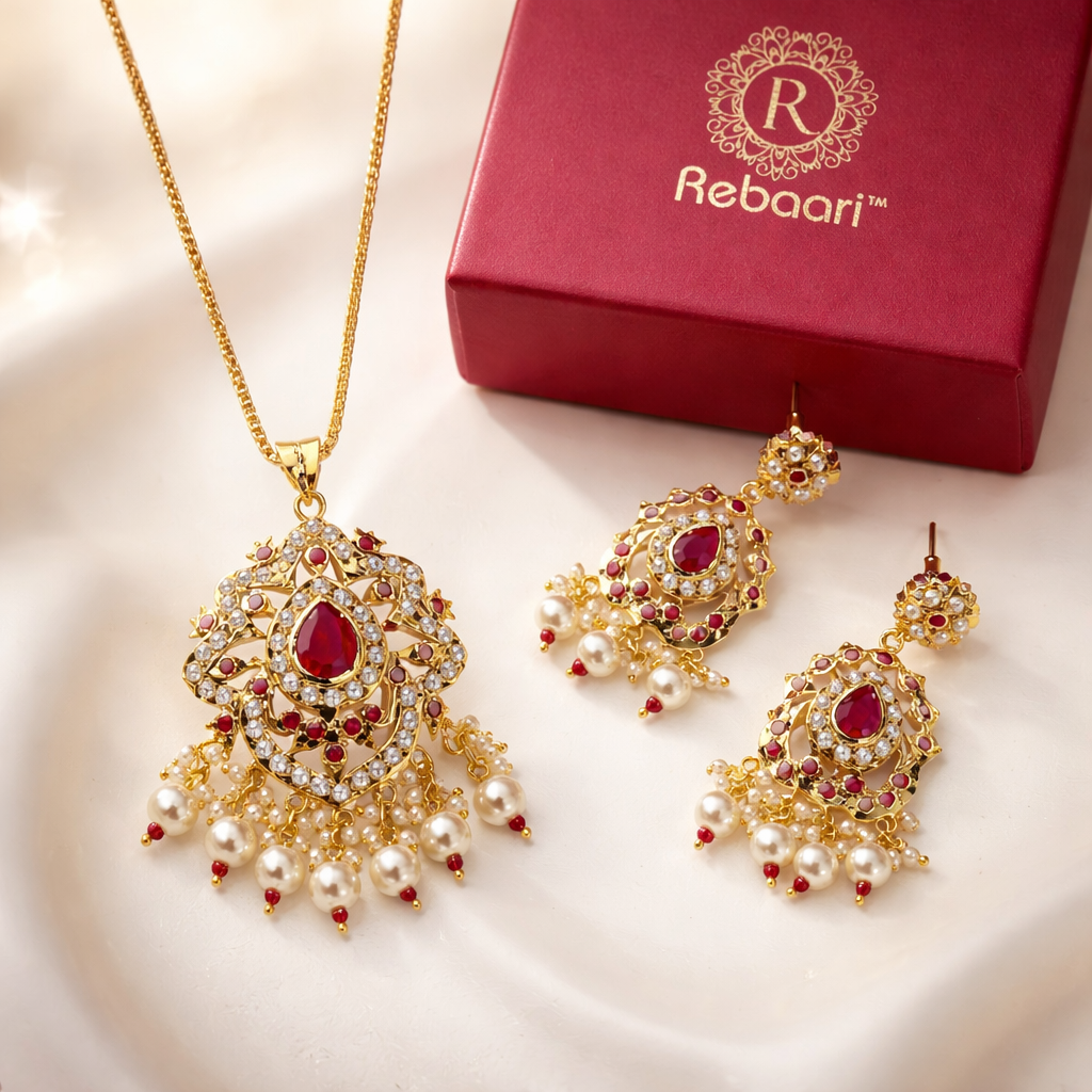 REAL LOOK SEMI PRECIOUS PEARL PENDANT SET