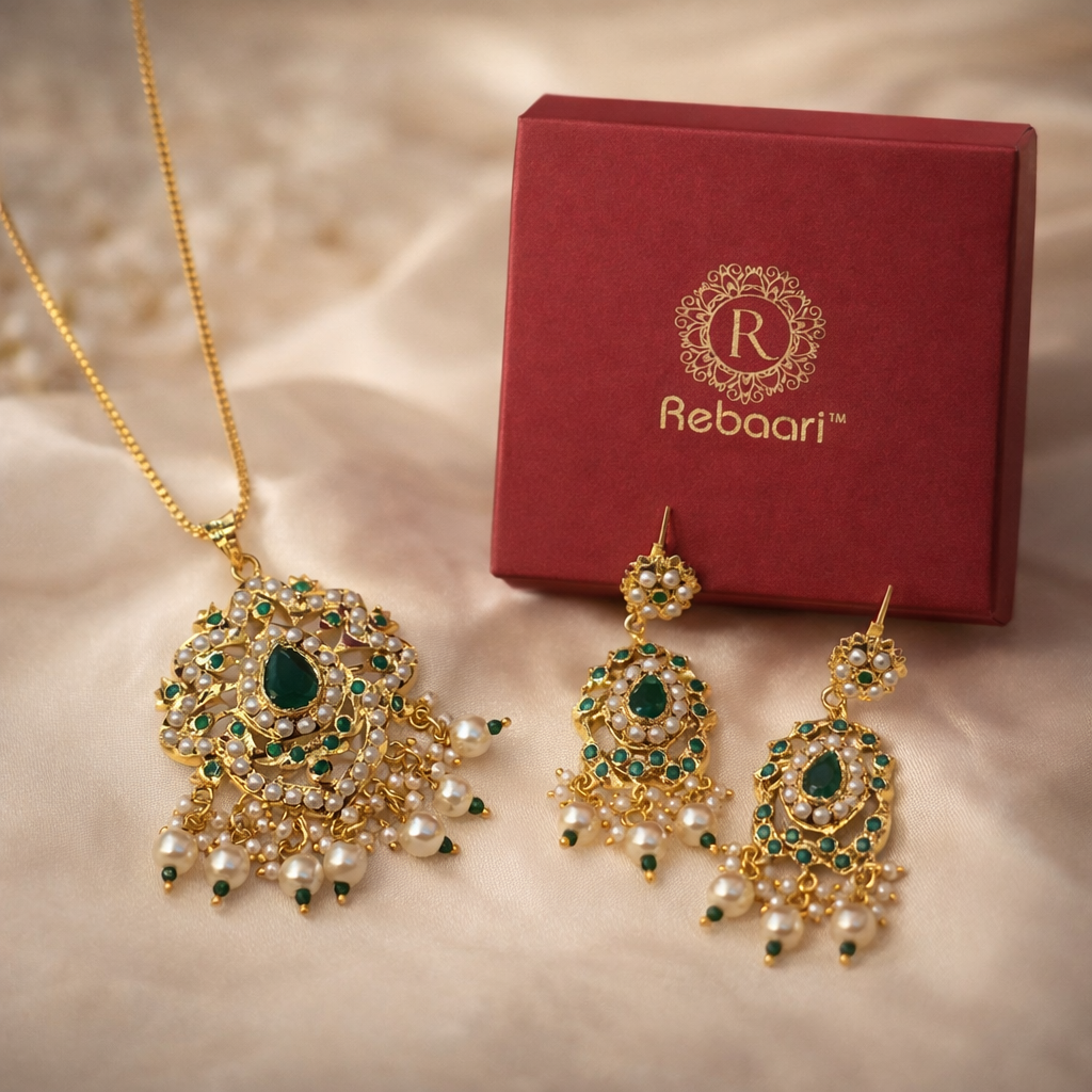 REAL LOOK SEMI PRECIOUS PEARL PENDANT SET