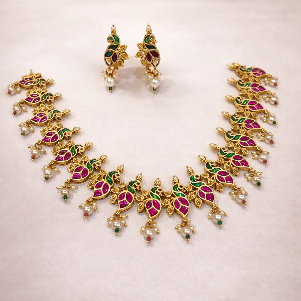 Elegant Kundan Polki Necklace Set
