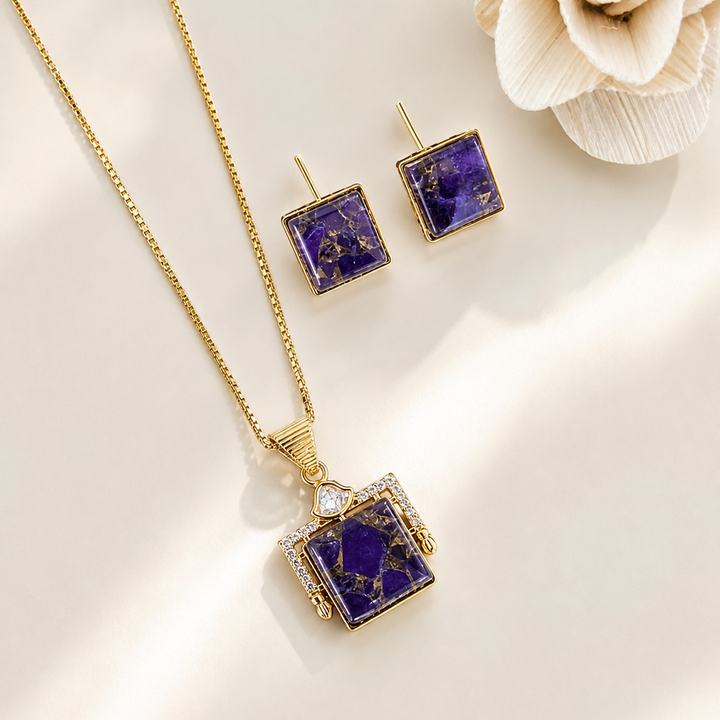 Doublet Stone Kundan polki pendant set