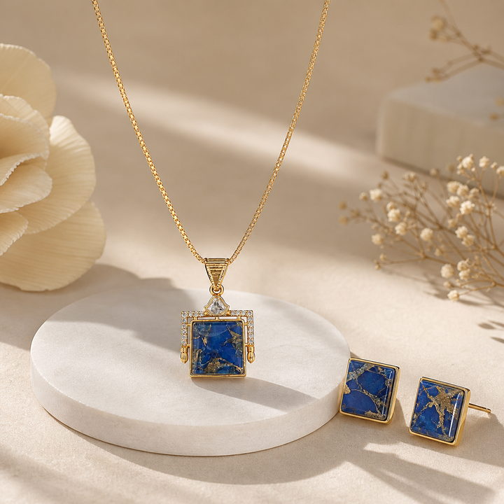 Doublet Stone Kundan polki pendant set