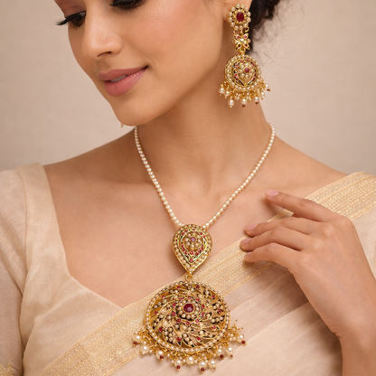 Delicate Jadaau Pendant Set