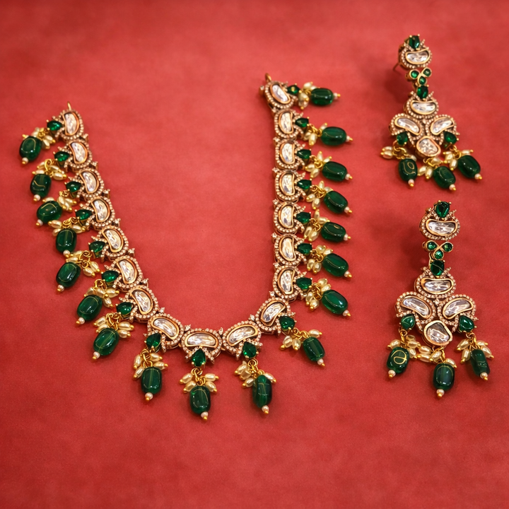 Unique Kundan Polki Necklace Set