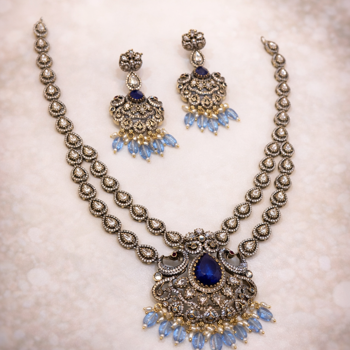 Two line Victorian Pendant Necklace Set