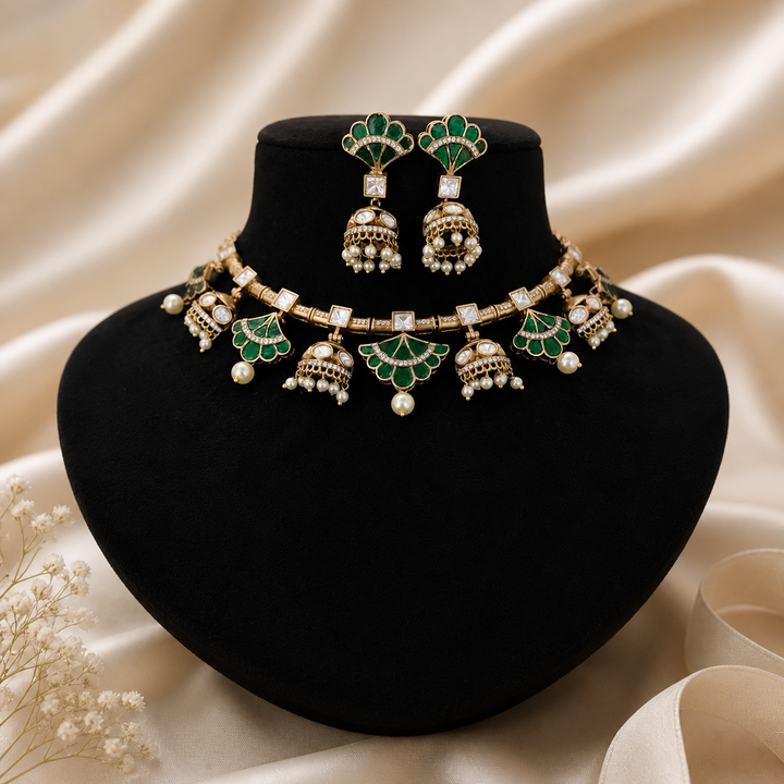 Elegant Kundan Polki Necklace Set