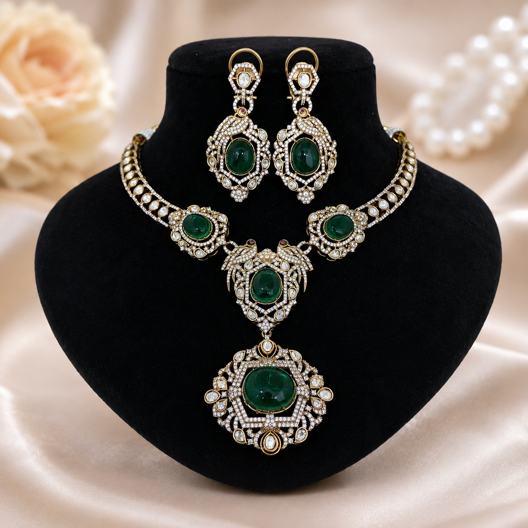 Beautiful Fusion Kundan Polki Necklace Set