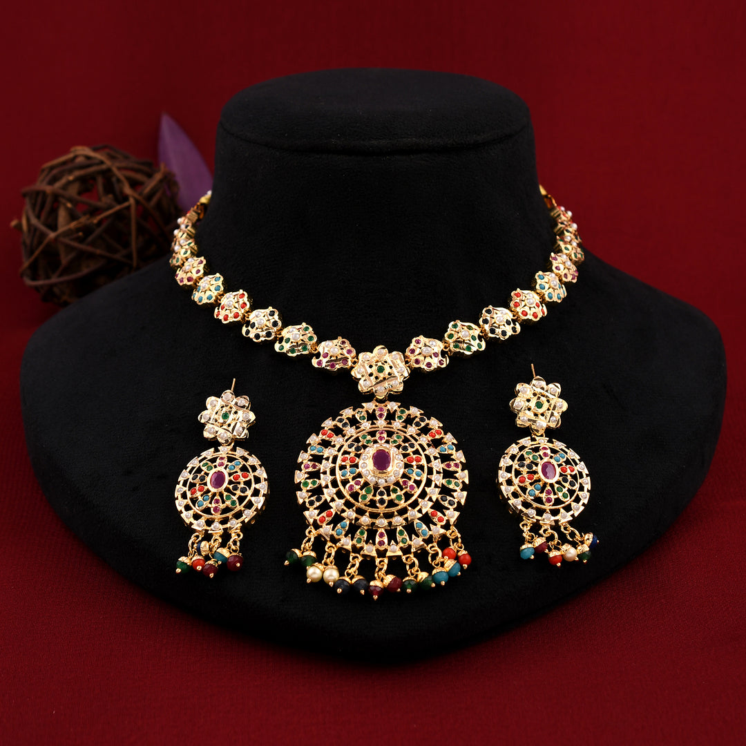 Designer Gold Plated Jadaau Necklace Set