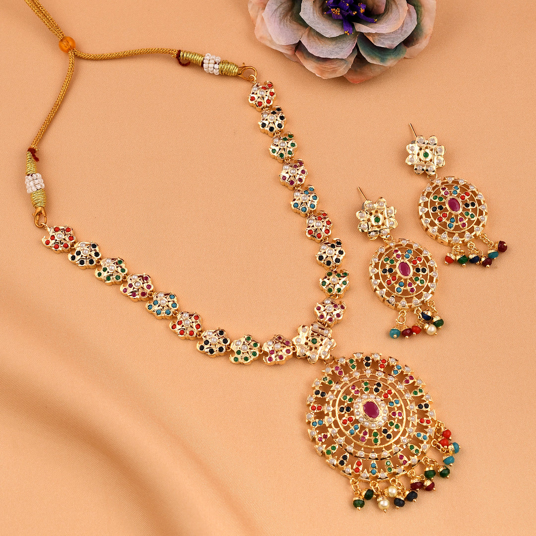 Designer Gold Plated Jadaau Necklace Set