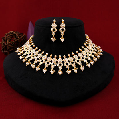 Dazzling Gold Plated Jadau Necklace Set