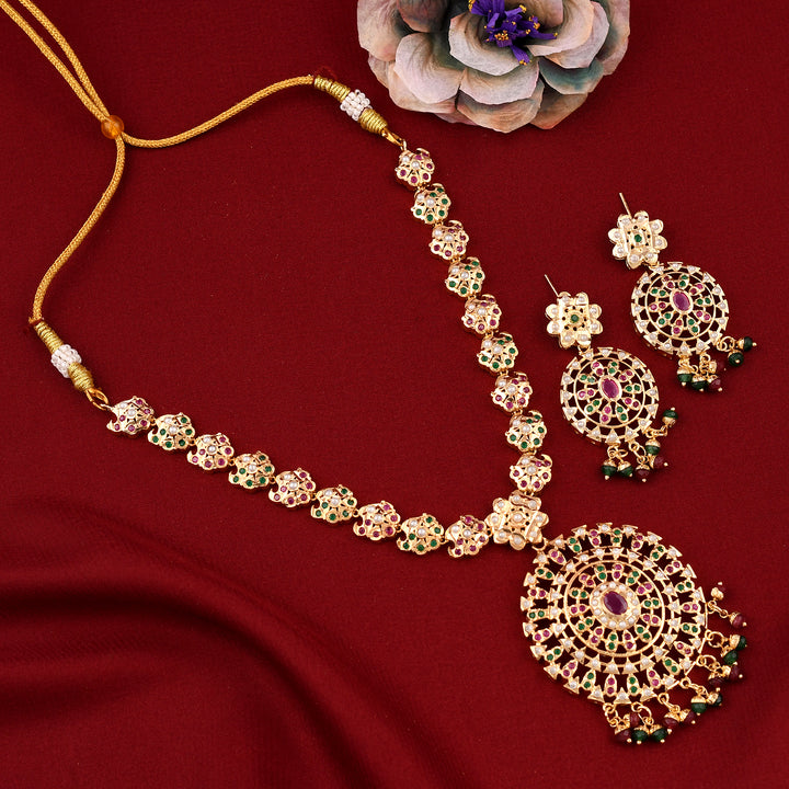 Designer Gold Plated Jadaau Necklace Set