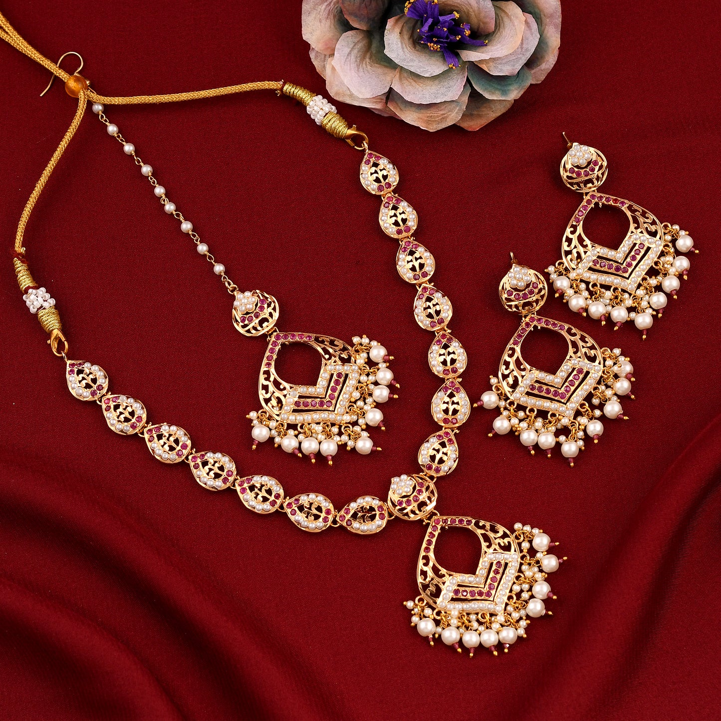 Jadaau Pearl Necklace Set