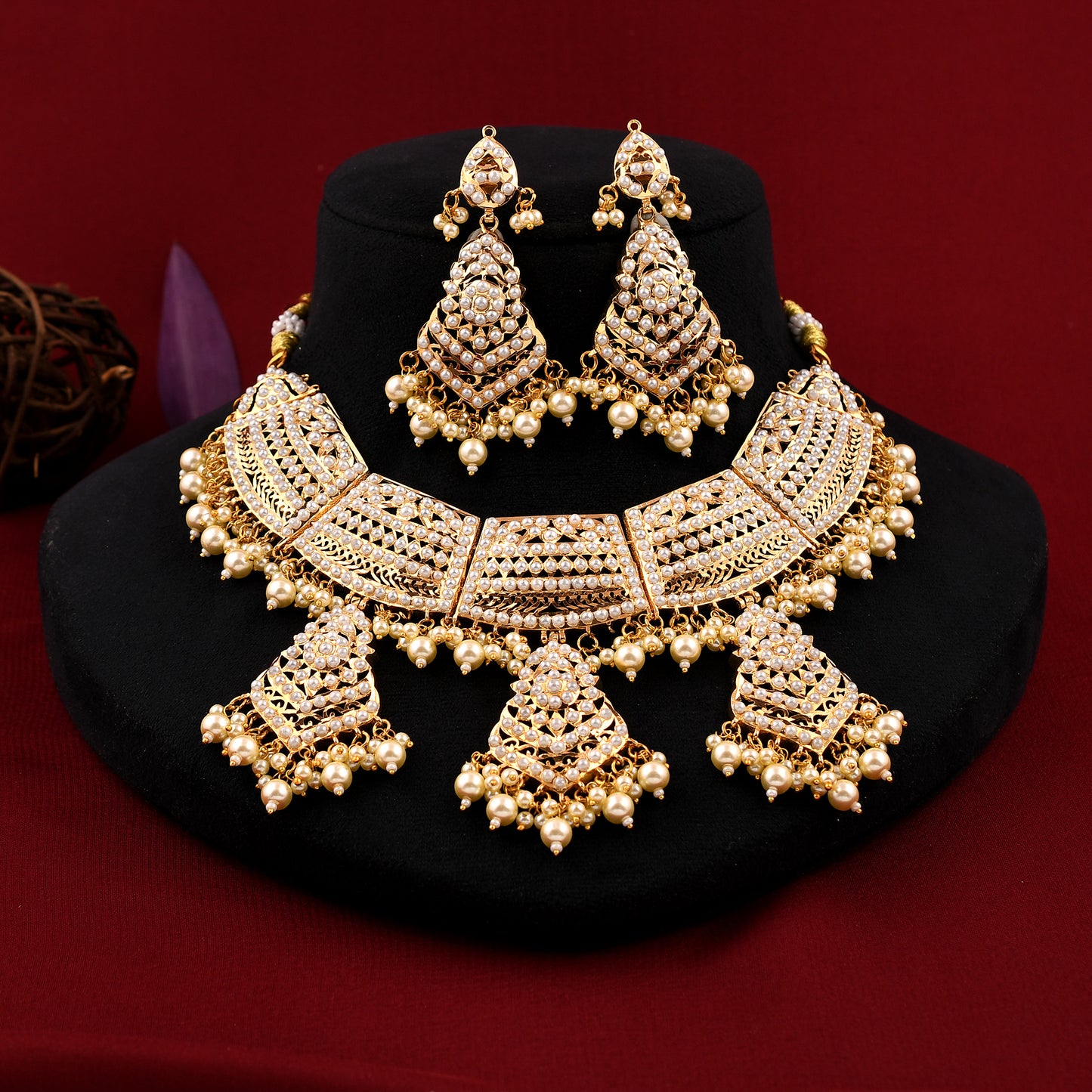 Gold Plated Jadau Necklace Set