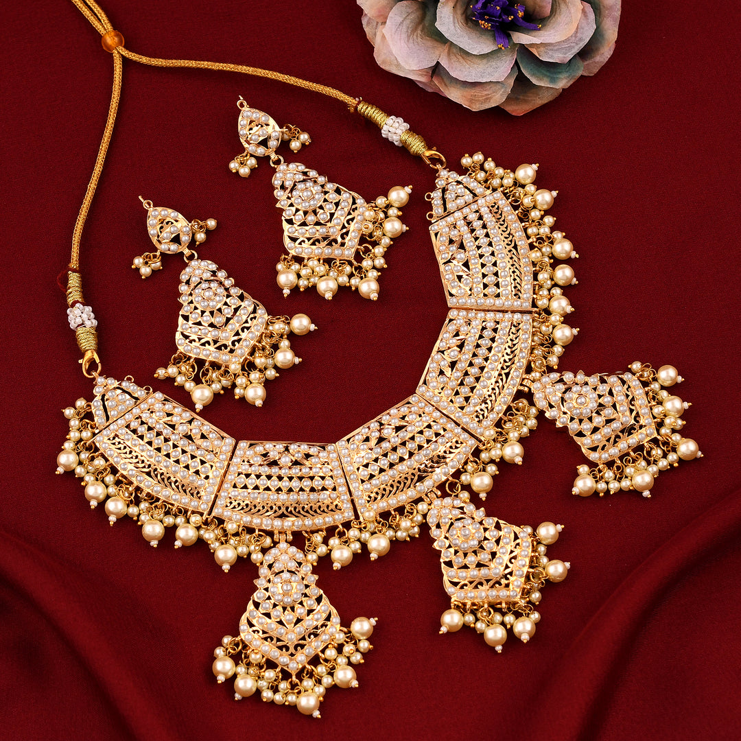 Gold Plated Jadau Necklace Set