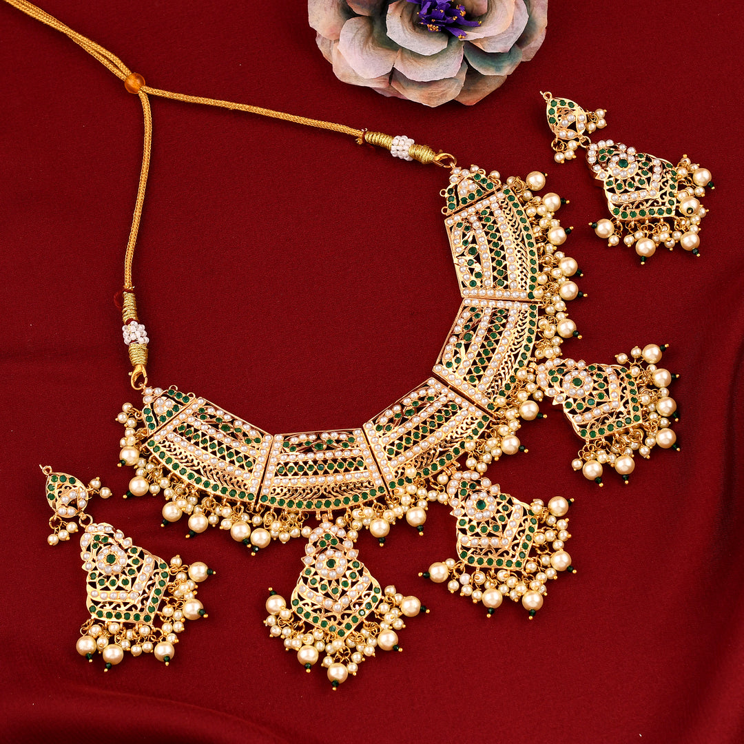 Gold Plated Jadau Necklace Set
