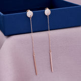 Round Shine Long Design 925 Sterling Silver Earring