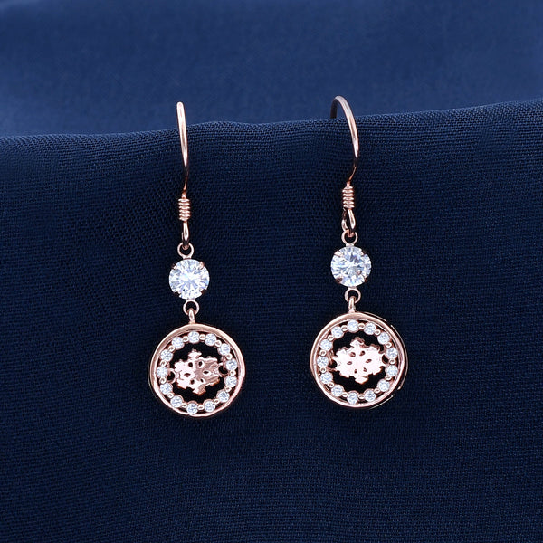 Round flower Design 925 Sterling Silver Earring