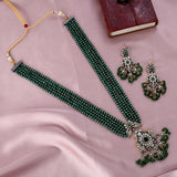 Emerald and Ruby Beaded Victorian Pendant Set