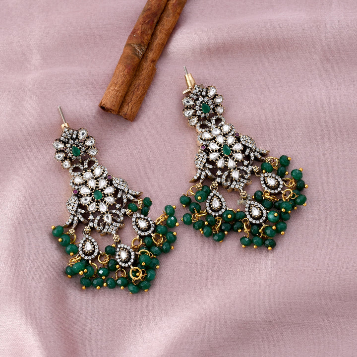 Emerald and Ruby Beaded Victorian Pendant Set