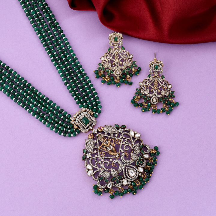 Victorian Polki Temple Pendant Set